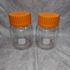2 Corning PYREX Round Wide Mouth Media Storage Bottles Size: 500ML